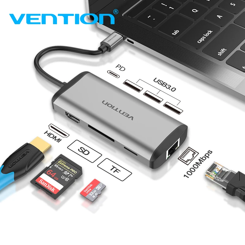 Usb концентратор Vention Type C HDMI USB 3 0 Thunderbolt адаптер для MacBook Samsung S9 Huawei Mate 20 P20 Pro хаб