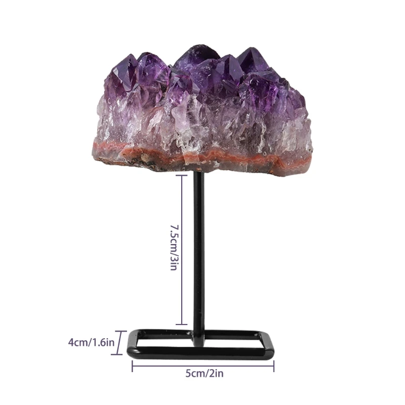 

G2AF Amethyst Cluster on Metal Stand Amethyst Druzy Crystal Healing - Home Decor