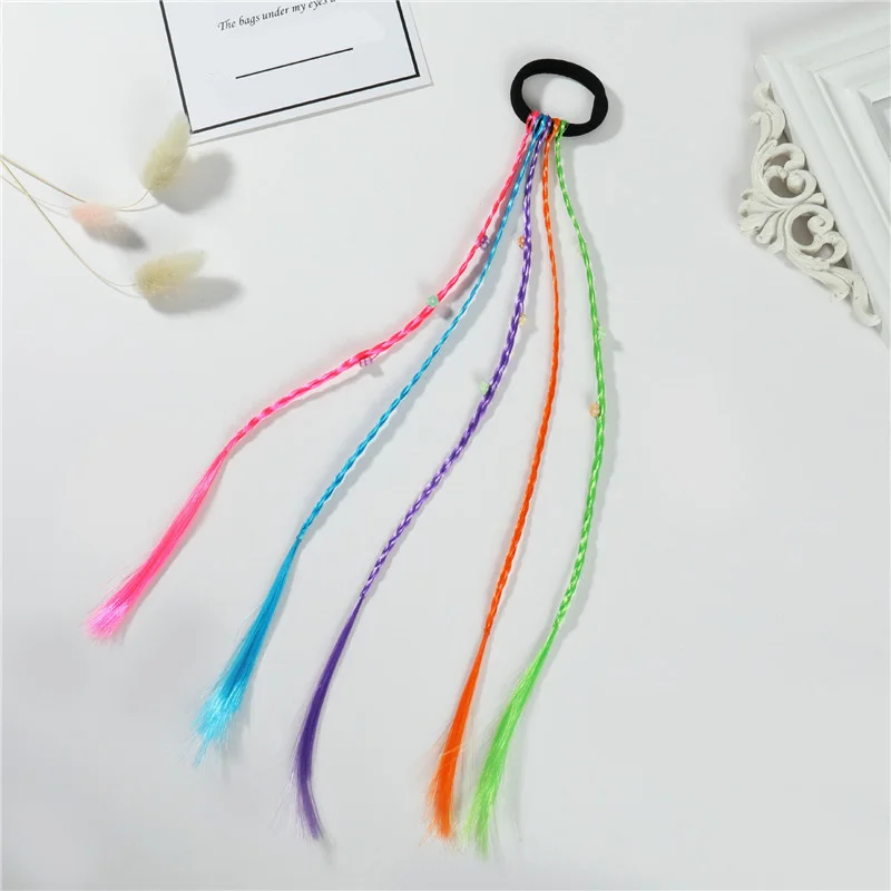 Kids Colorful Wig Braids Hair Band Girls Ponytail Rubber Bands Cute Accessories Children Twist Braid Rope Barrettes Enfant | Детская