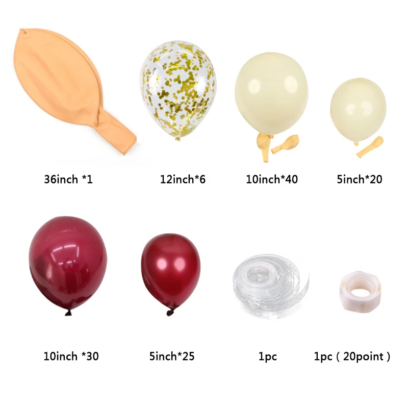 110/124 шт Розовое золото конфетти кожи темно красные воздушные шары гирлянды