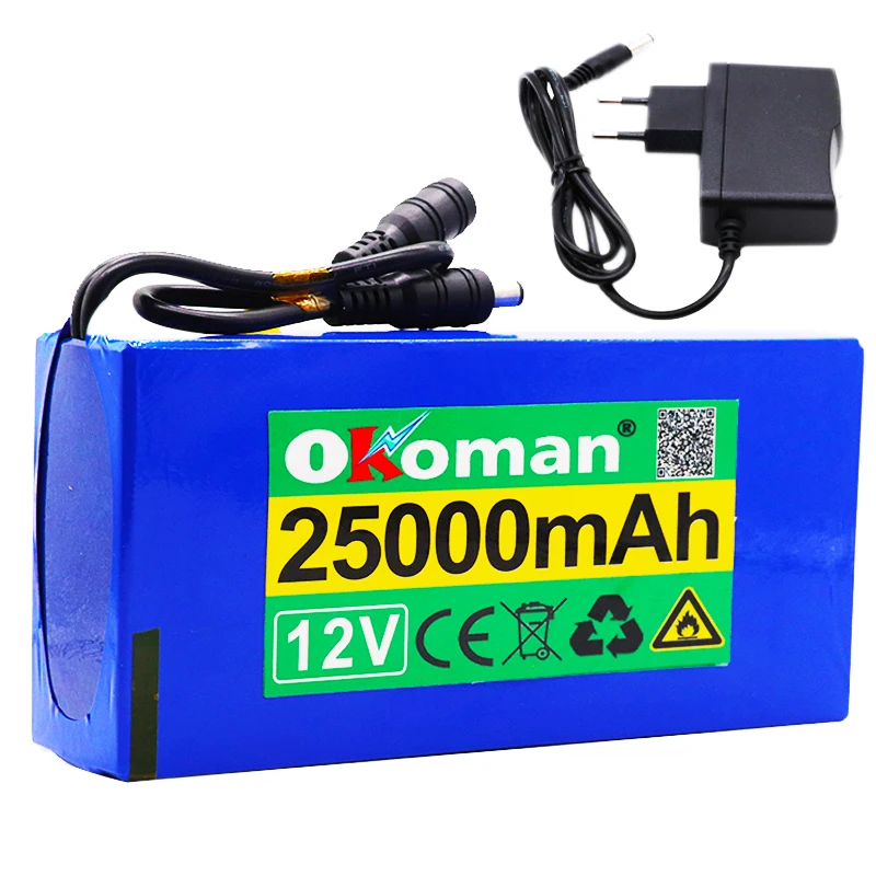 100% 12v 25000mAh литий-ионный аккумулятор высокой емкости 12 6 v 25Ah AC зарядное устройство