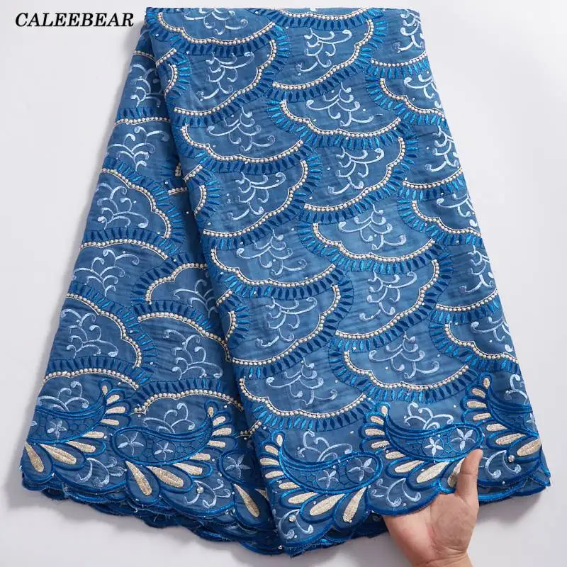 

Sky Blue African Lace Fabric 2021 High Quality Lace Material Embroidery Swiss Voile Lace In Switzerland For Nigerian Women S2336
