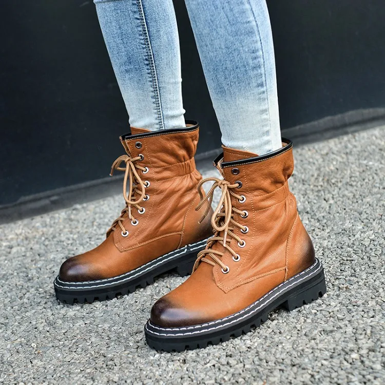 Tanariya New Arrival Shoes Woman Boots Women Autumn/winter 2020 Women's Flat Heel Leather | Обувь