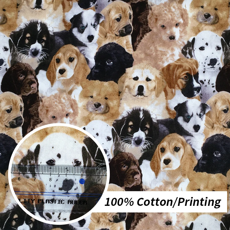 100% хлопок ткань для шитья кукольного платья мультяшная собака печать сделай сам