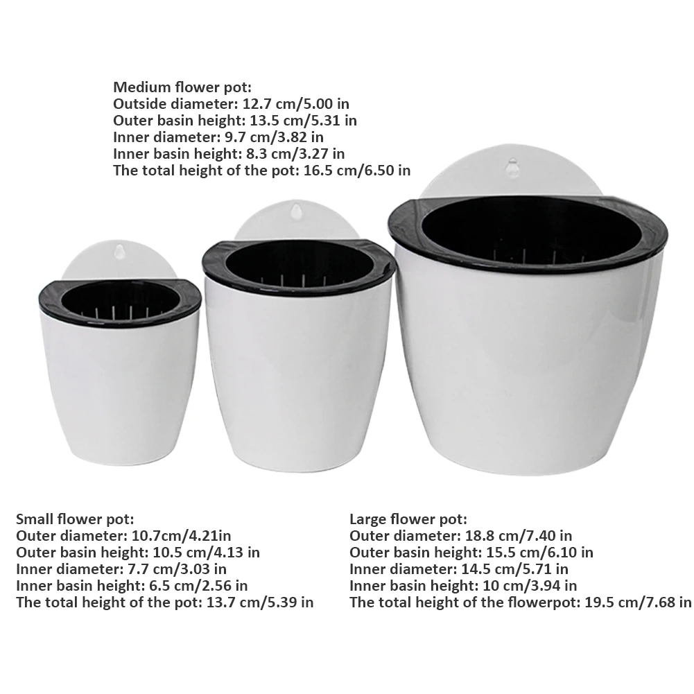 

3PCS Hanging Plants Pot Succulent Lazy Flower Pots Water Wall Small Flowerpot With Hooks For Indoor Outdoor Basket Storage