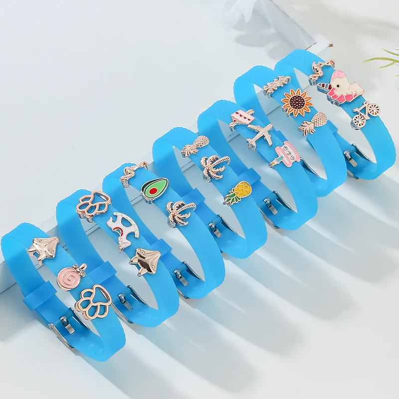 Силиконовая цепочка очаровательные браслеты сплав единорог торт брелок бусины