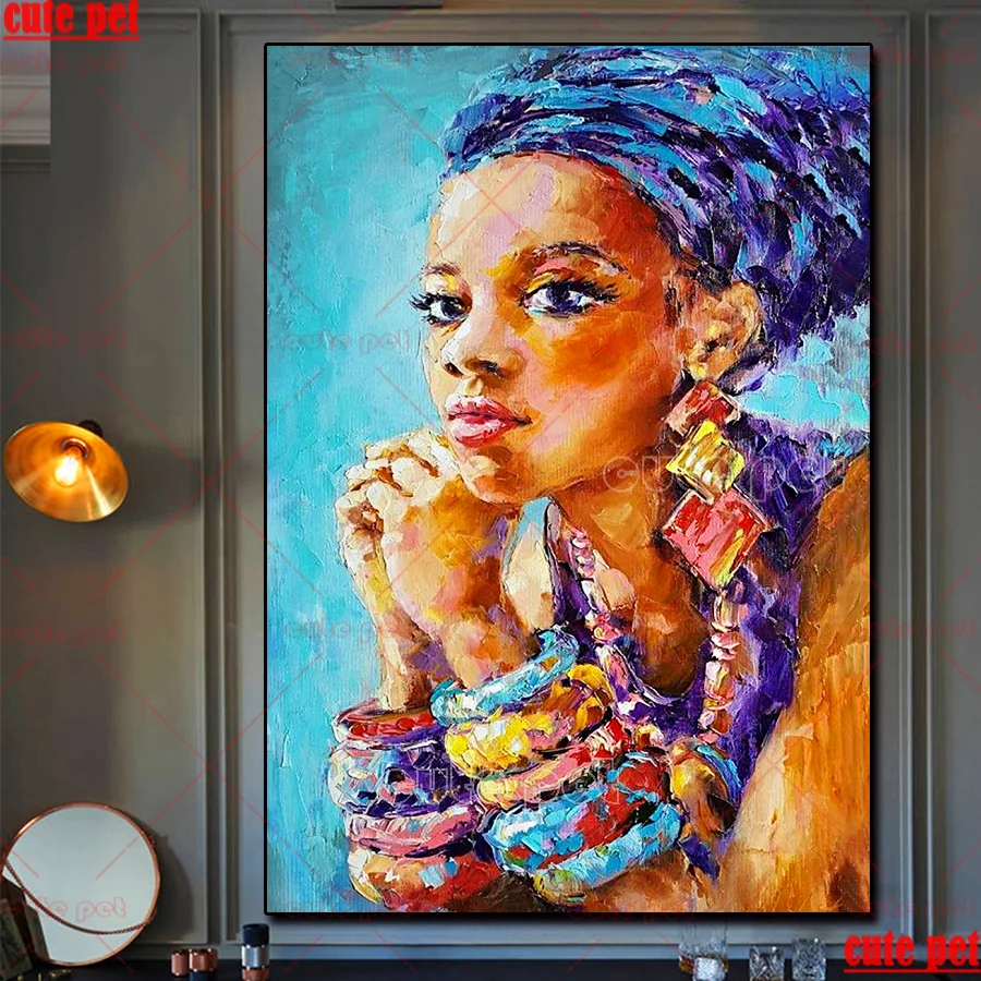 

Алмазная живопись «сделай сам», абстрактная африканская Женская полноразмерная вышивка 5D, алмазная вышивка, распродажа, мозаичная картина ...