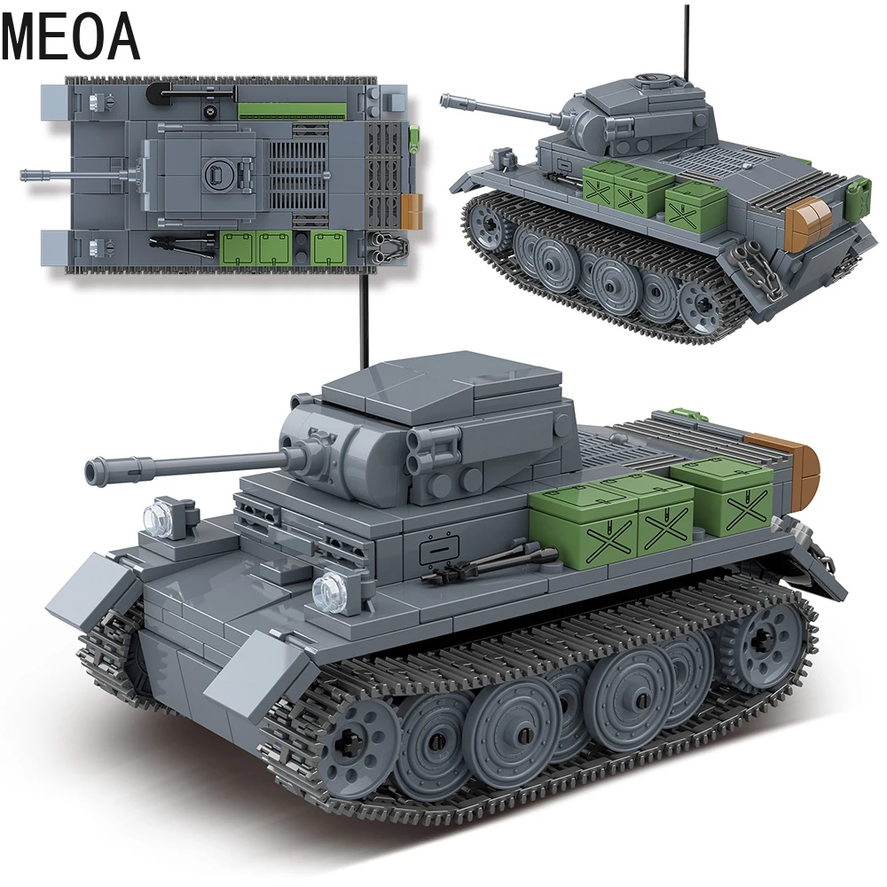 

503PCS WW2 Military Luchs Light Tank Building Blocks German Sd.Kfz.123 VK1303 Army Soldier City Bricks Children Toys Kids Gifts