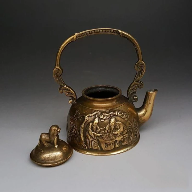 

Pure Copper Pot Fu Lu Shou Kettle Decoration Jug Teapot Decoration Chinese Ancient Craft Gift Art Collection Bronze Pot
