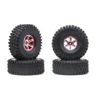 rctoyfun rc car 4pcs red 1 9 beadlock aluminum wheel rims rubber tires tyre parts for 110 rc crawler axial scx10 ii 90046