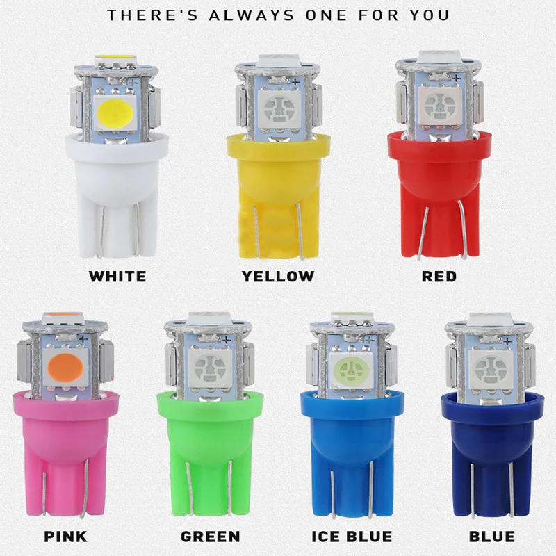 

100pcs 12V LED T10 5050 5smd 194 168 5W5 Wedge Bulbs Truck Boat Signal Lamps Dash Clearance Light License plate Car LED