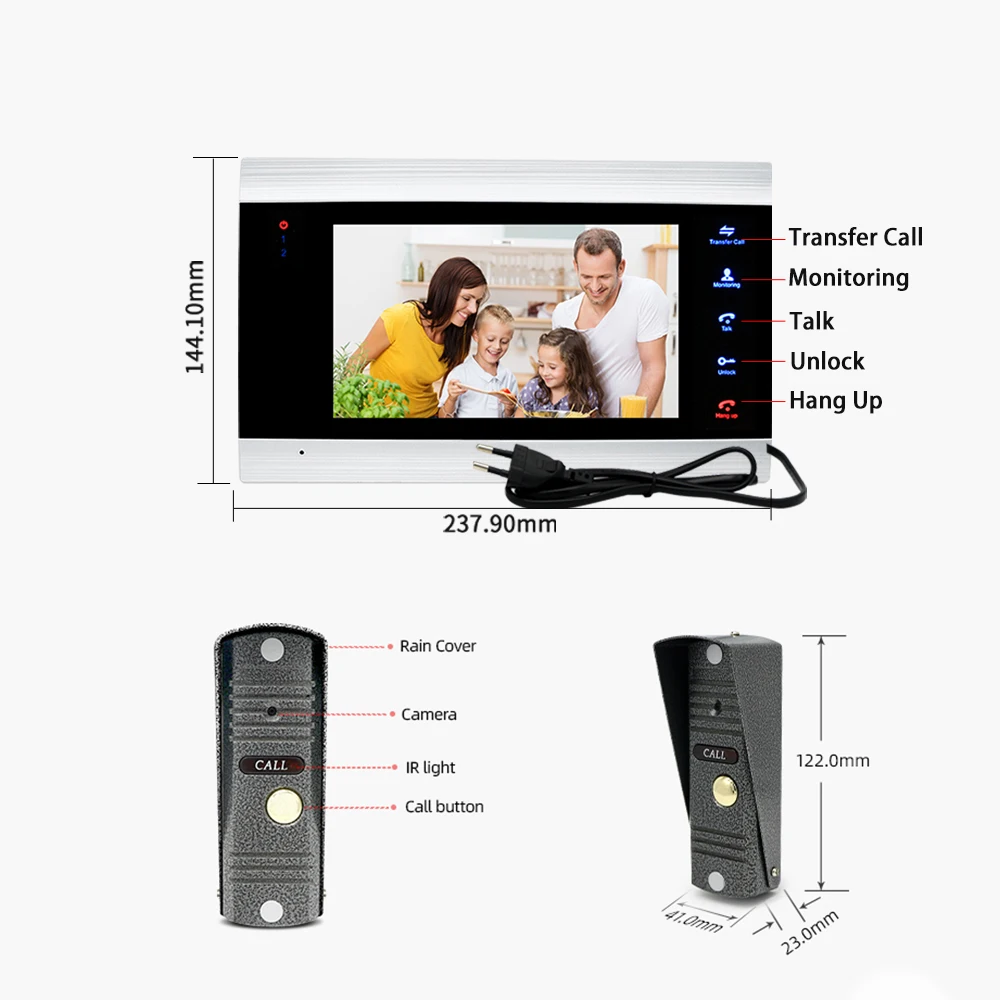 Домашний видеодомофон Joytimer 1200TVL видеозвонок камера для квартиры 7-дюймовый