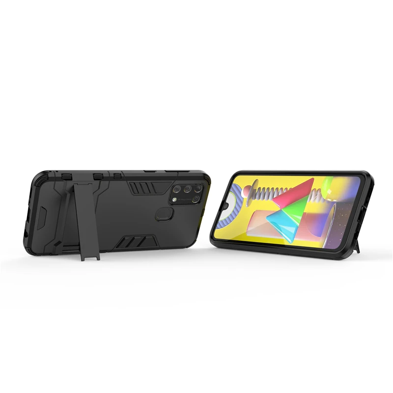 

For Cover Samsung Galaxy M31 Case Bumper Hybrid Stand Silicone Armor Phone Case For Samsung M31 Cover For Galaxy M31 6.4 inch
