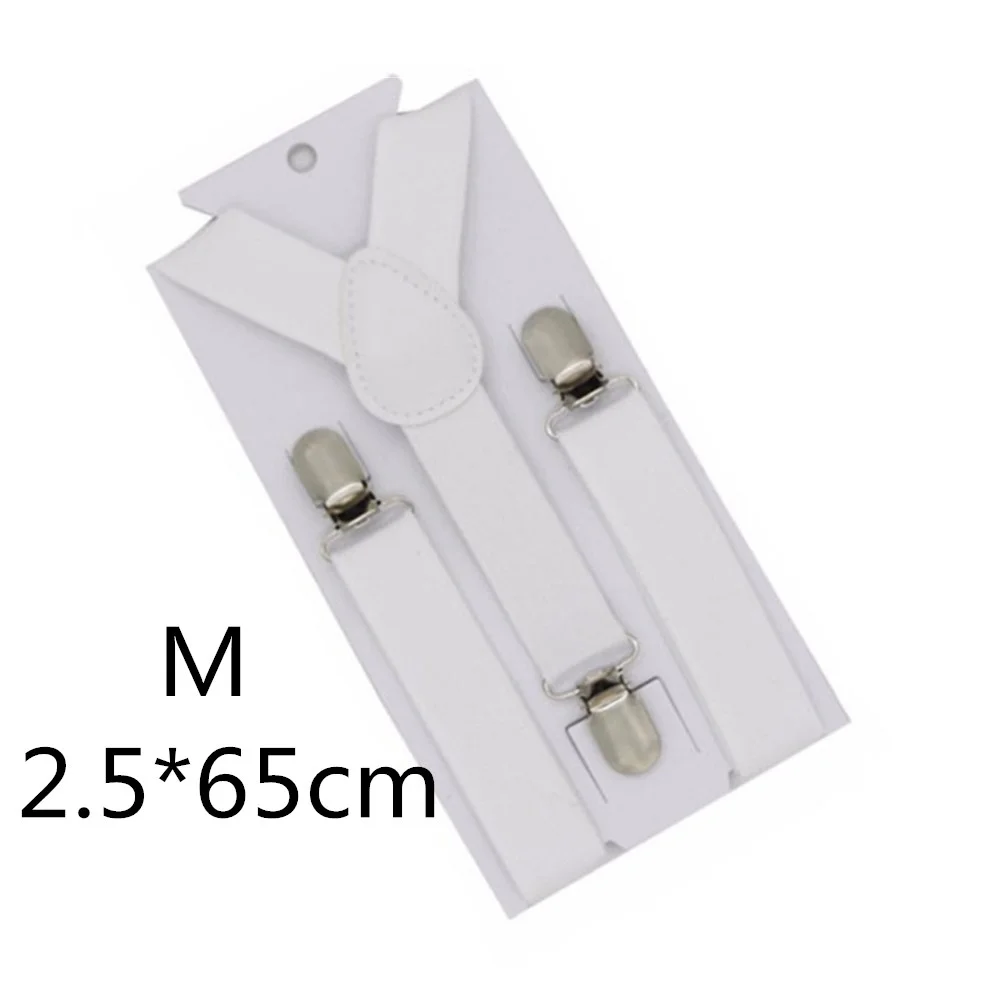 White-85cm Однотонные подтяжки унисекс для детей и взрослых, для мужчин, женщин, мальчиков и девочек, эластичные регулируемые детские аксессуары-скобы, 5 размеров, для родителей и детей - Цвет: White-85cm