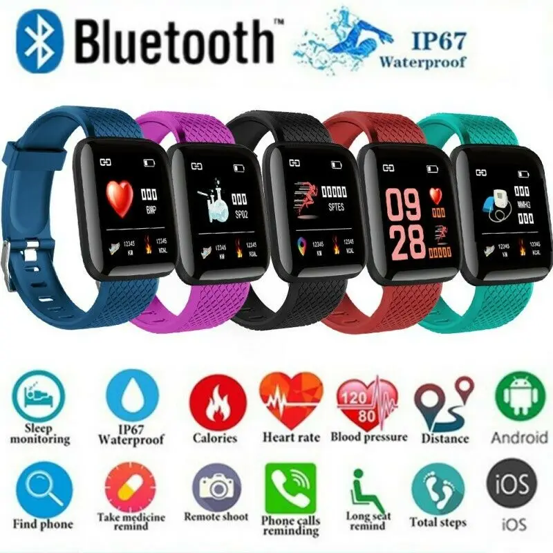 

NEW Bluetooth Smart Watch Phone Mate Fitness Tracker For iPhone Android Waterproof