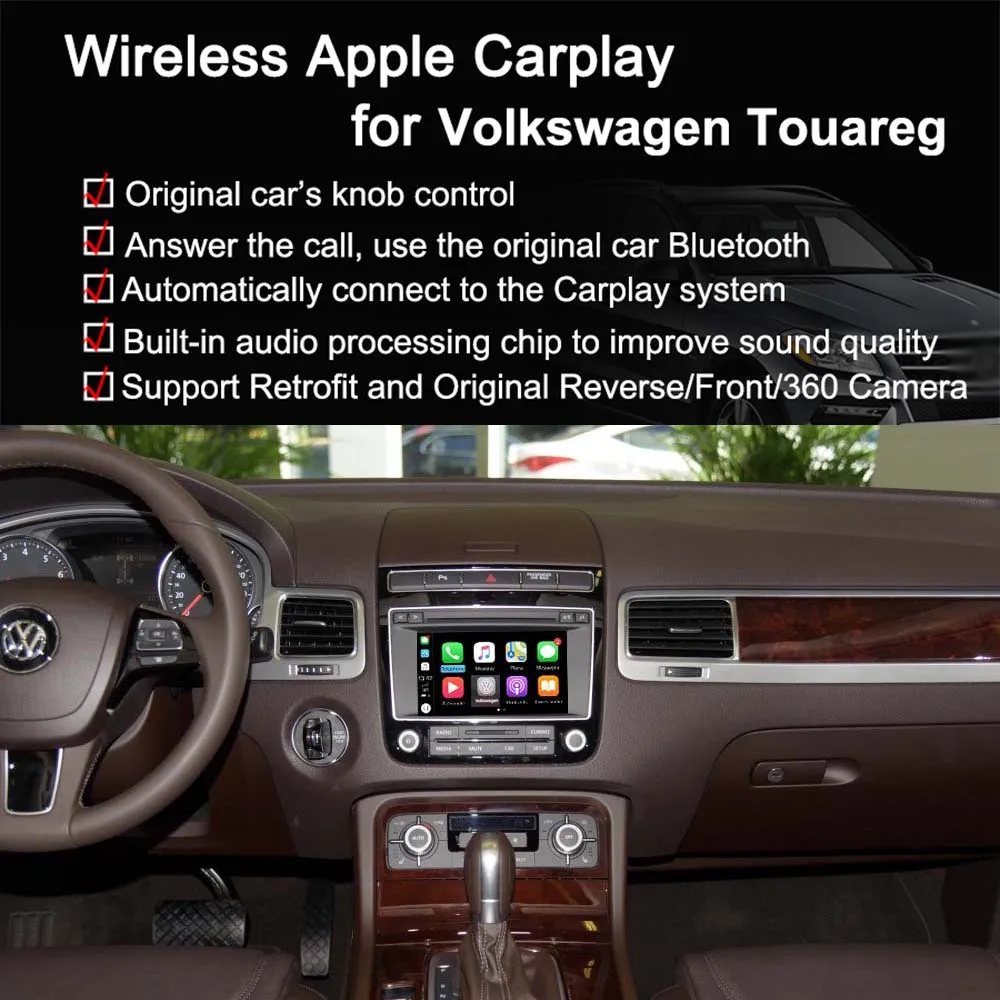 Sinairyu Wifi беспроводной Apple Carplay для 2010- Volkswagen Toureg Golf с iOS13 Android зеркало Android авто зеркало в форме яблока
