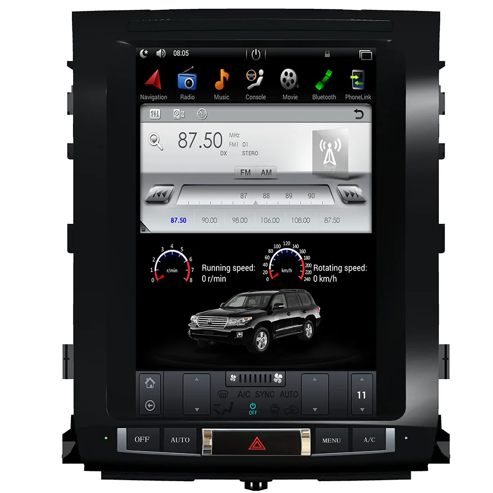 Автомобильная модель Tesla Style Android 10 14 дюймов для Toyota Land Cruiser LC200 2008 2015 с заводской
