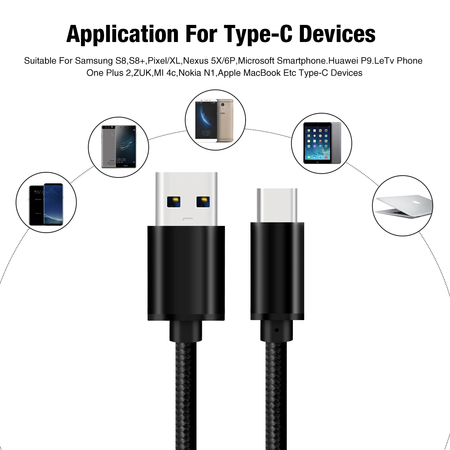 

high speed usb type c to USB 3.0A fast charging cable power line data cable for samsung huawei