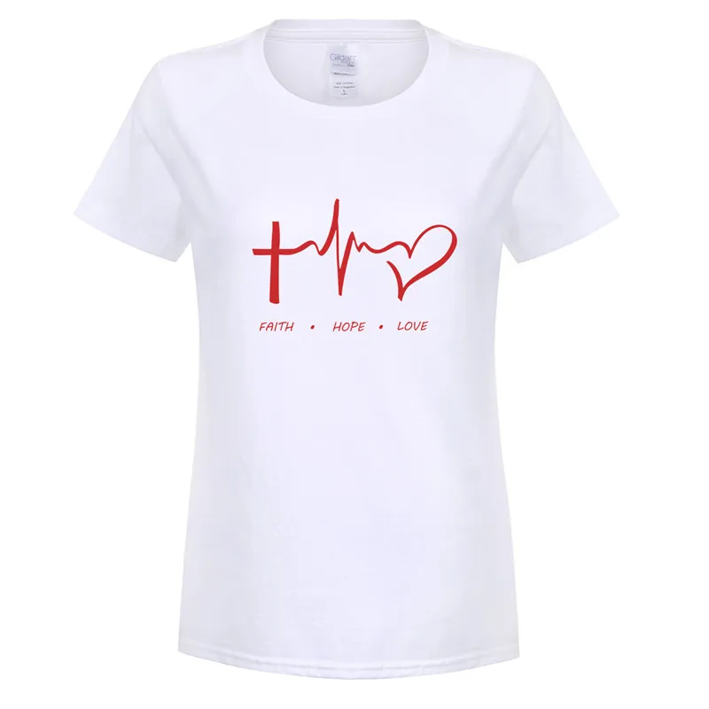 Женские новые летние Для женщин футболка Вера Надежда Любовь для христианина