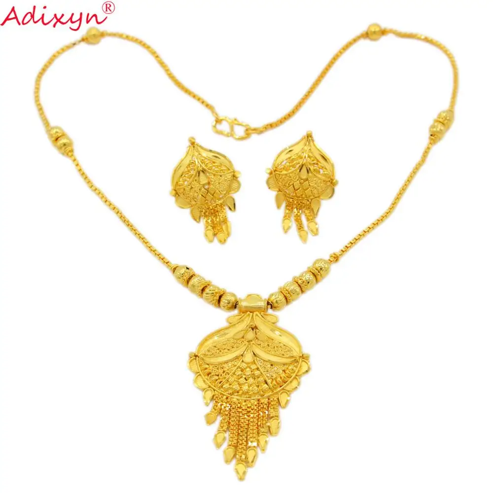 Adixyn чокер с цепочкой серьги набор украшений для женщин девочек Золотой Цвет Медь