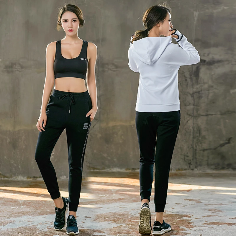 Женский спортивный костюм с капюшоном на молнии дышащий для фитнеса
