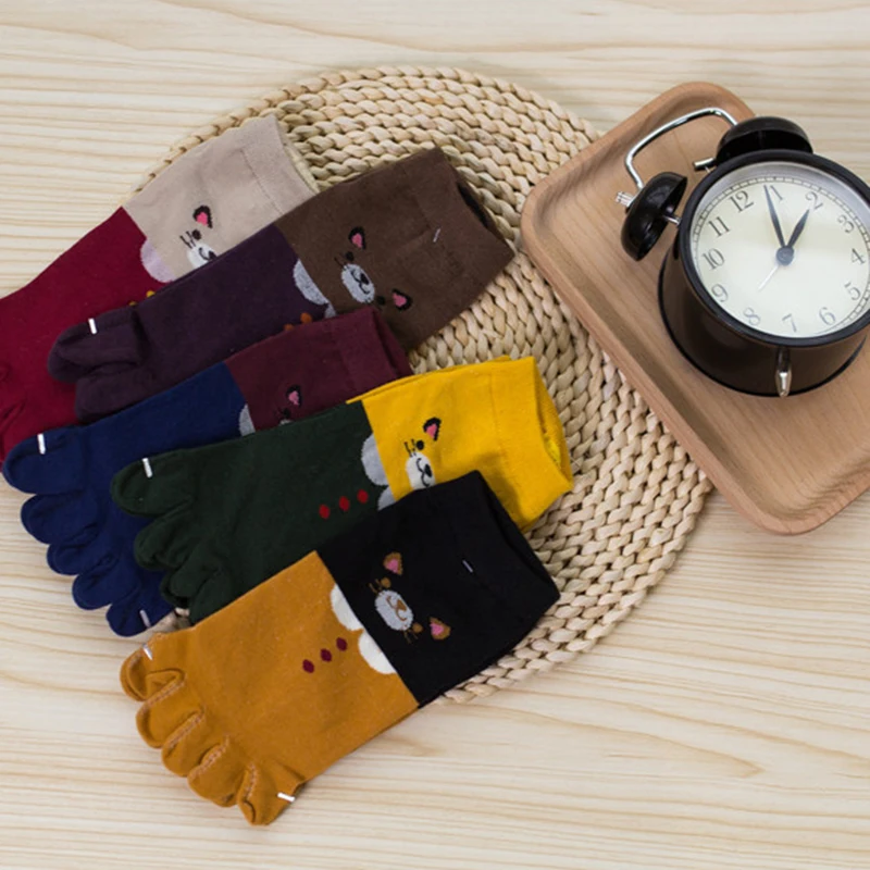 Новинка хлопковые носки с носком женские носок пятью пальцами милые мультяшными