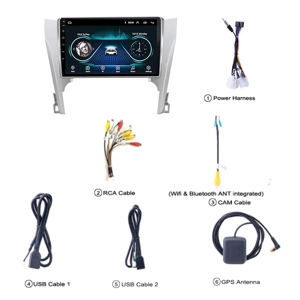 

10.1" 2.5D Touch Screen Android 8.1 Navigation GPS Multimedia Player for Toyota Camry 2012 2013 2014 Head Unit with Frame