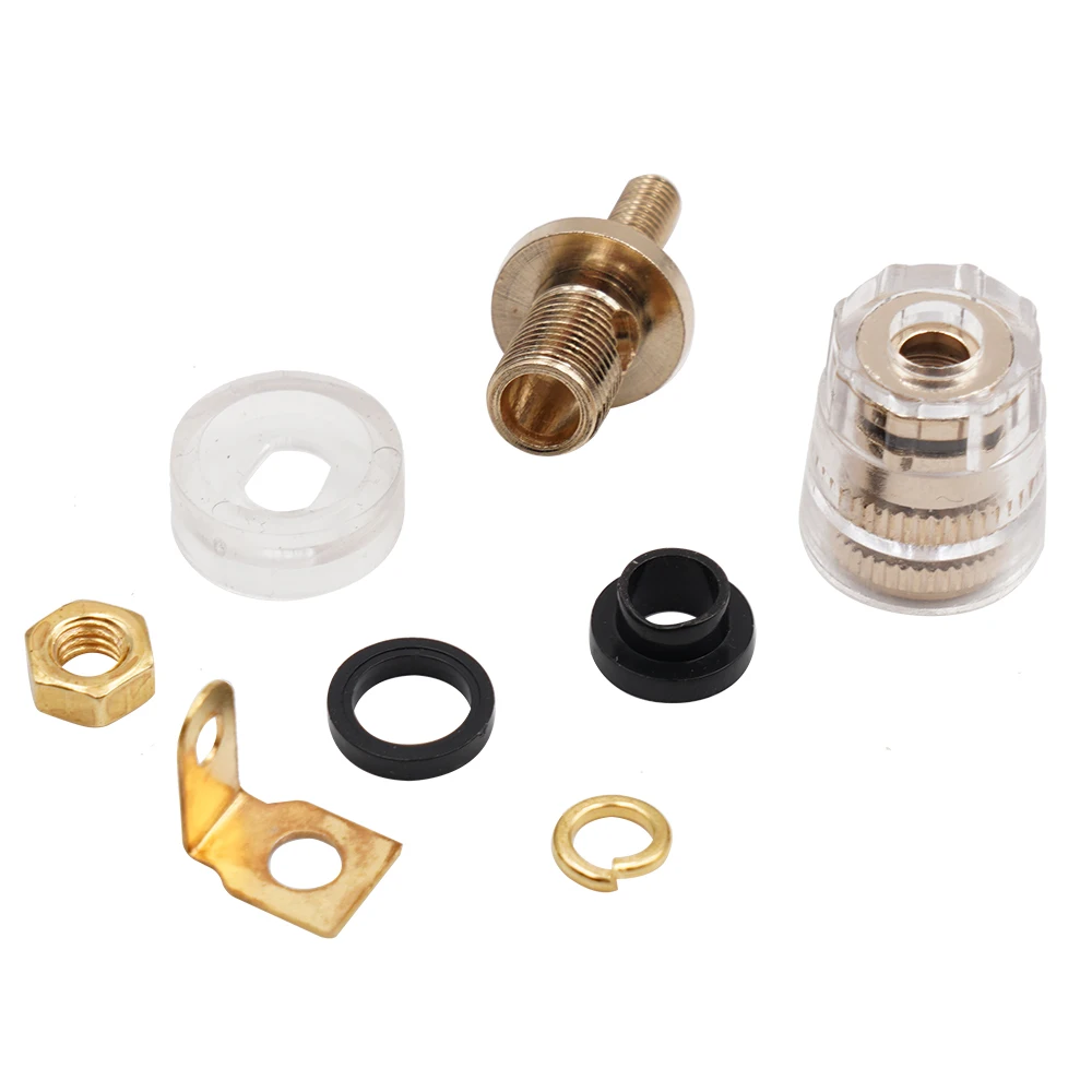 2 шт. 25 а латунь прозрачный 520 аудио кристалл все медные позолоченные 4 мм клеммы M4