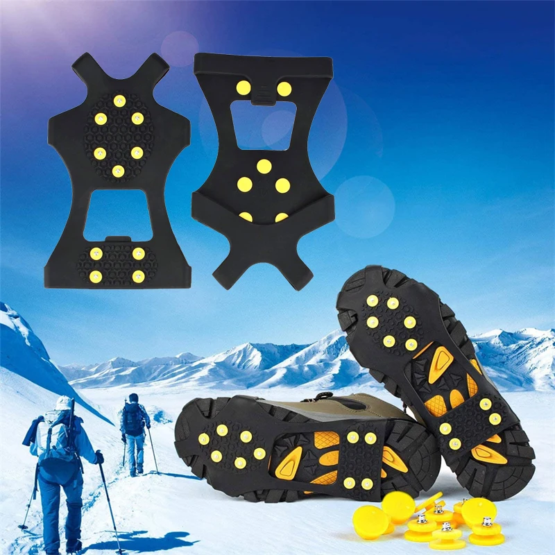 

1 Pair Professional Climbing Crampons 10 Studs Anti-Skid Ice Snow Camping Walking Shoes Spike Grip Winter Outdoor Equipment Hot