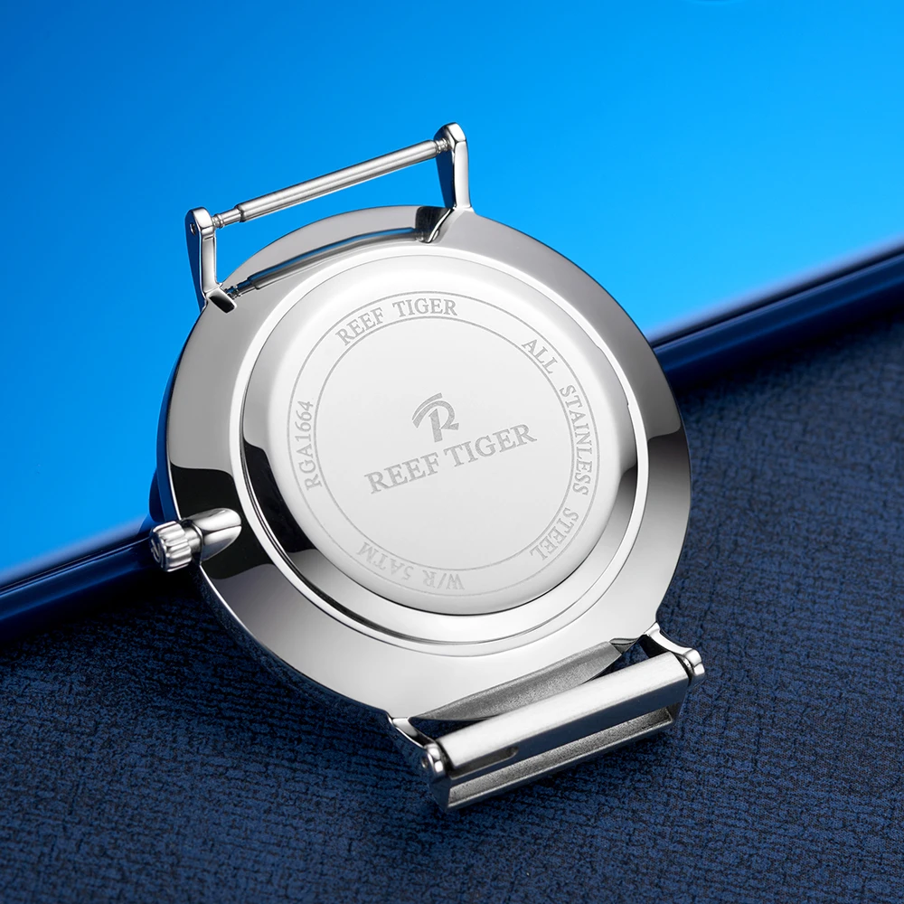 Мужские кварцевые часы Reef Tiger Роскошные наручные мужские ультратонкие