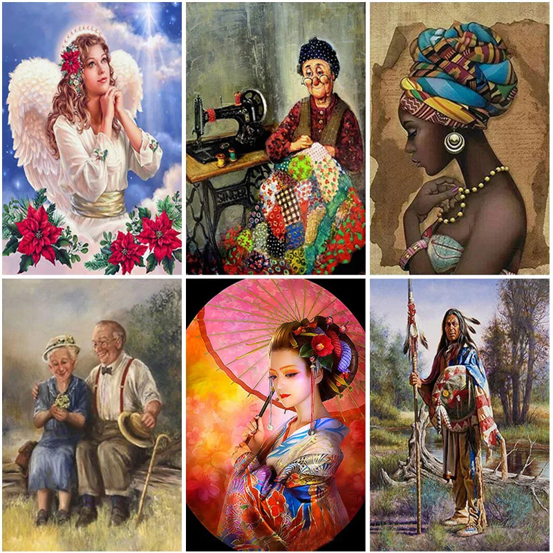 

Portrait DIY 5D Diamond Painting Full Round Resin Rhinestones Scenery Diamond Mosaic Cartoon Diamond Art Embroidery Home Decor