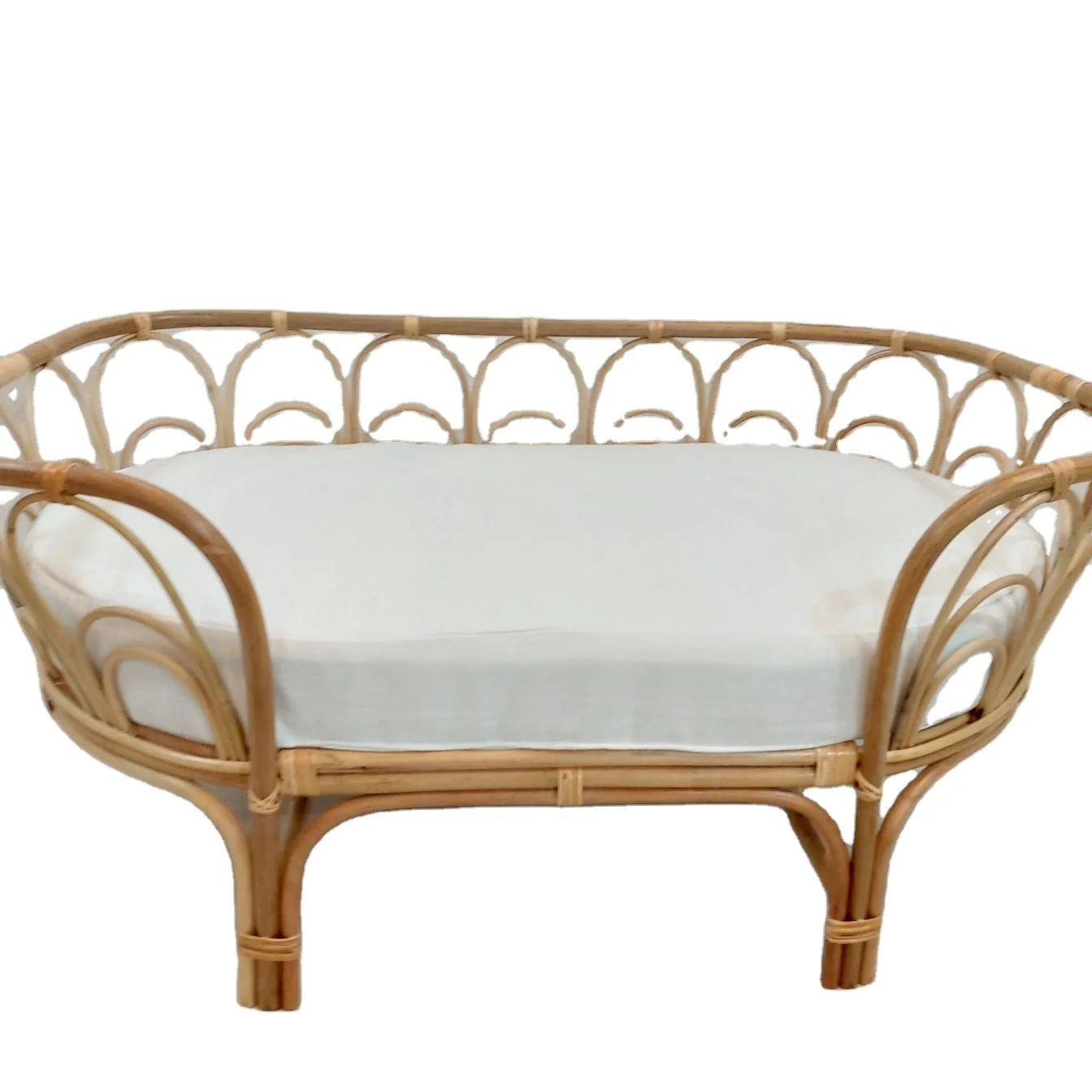 

Rattan Dog Bed With Sleeping Cushion Hand Woven Retro Natural From Vietnam
