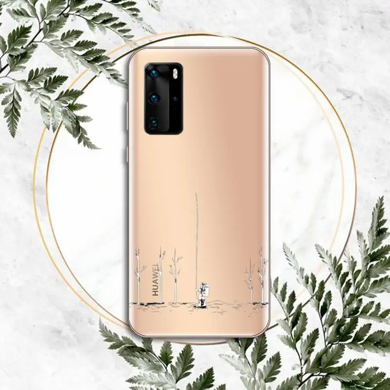 

Cute Cartoon Astronaut Star Space Phone Case Transparent for huawei honor P 40 30 20 lite Pro 10 i 8 9 x p smart 2019