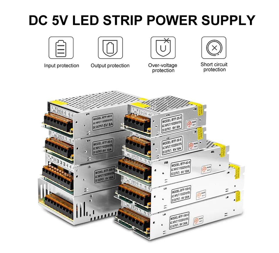 

DC5V 2A 3A 4A 5A 8A 10A 12A 20A 30A 40A 60A 70A переключатель светодиодный Питание трансформаторы адаптер WS2812B SK6812 SK9822 светодиодный полосы