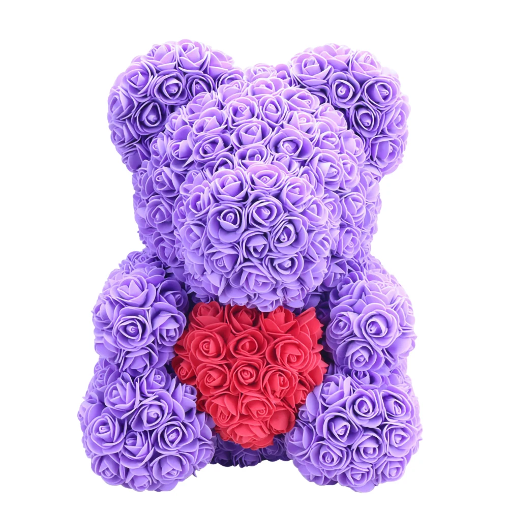 

2021 Dropshipping 25cm Teddy Bear of Rose Artificial Flowers PE Rose Bear for Women Valentines Wedding Christmas Gift Box Home D