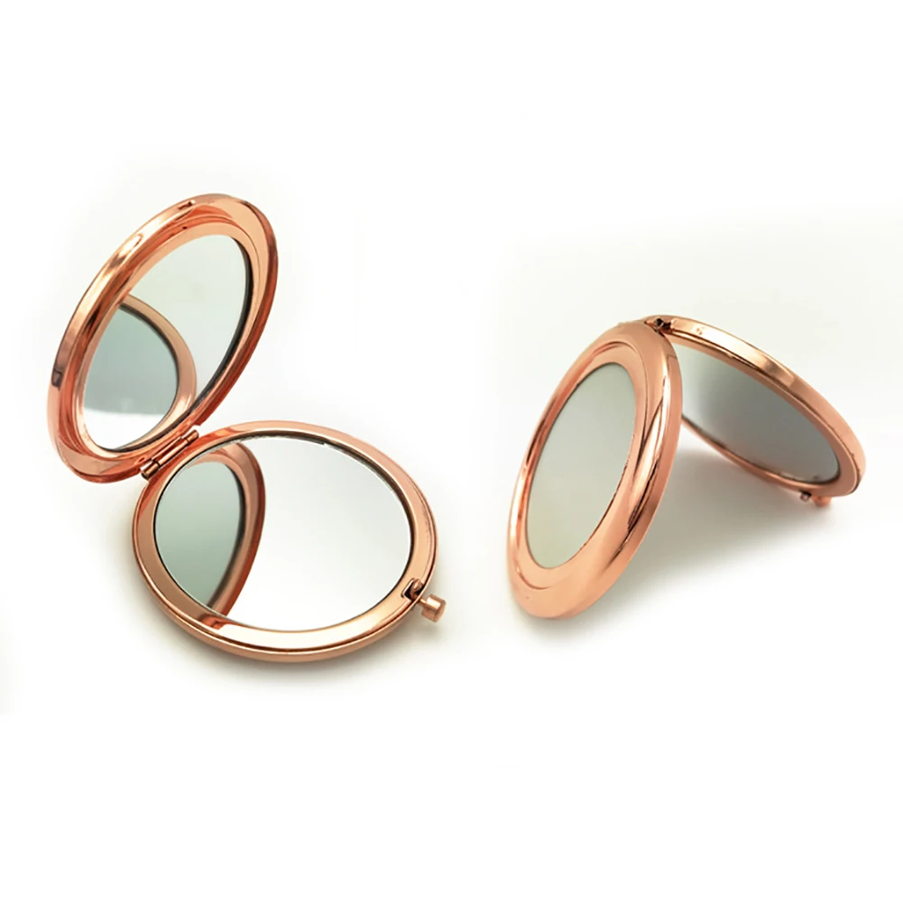 Портативное одноцветное металлическое круглое мини-зеркало для макияжа