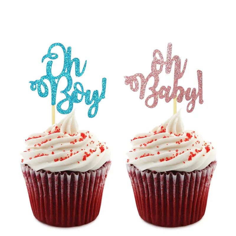 

Glitter Rose Gold Blue Cupcake Topper Decoration DIY Paper Flags For Baby Shower Child Birthday Decor Festival Party Craft