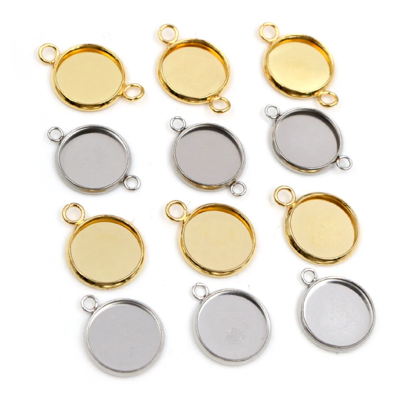 

Новый 20 шт 12 мм Внутренний размер Нержавеющая Сталь Позолоченный одиночный/двойной цикл стиль Кабошон База Камея Установка Подвески поднос