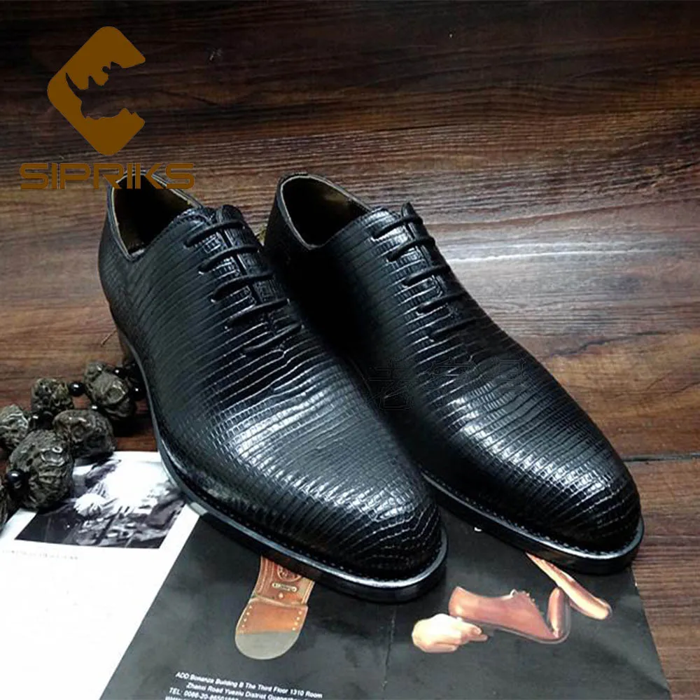 

Sipriks Luxury Mens Dress Oxfords Imported Lizard Skin Gents Suit Formal Shoes Italian Goodyear Welted Business Office 45 CIE