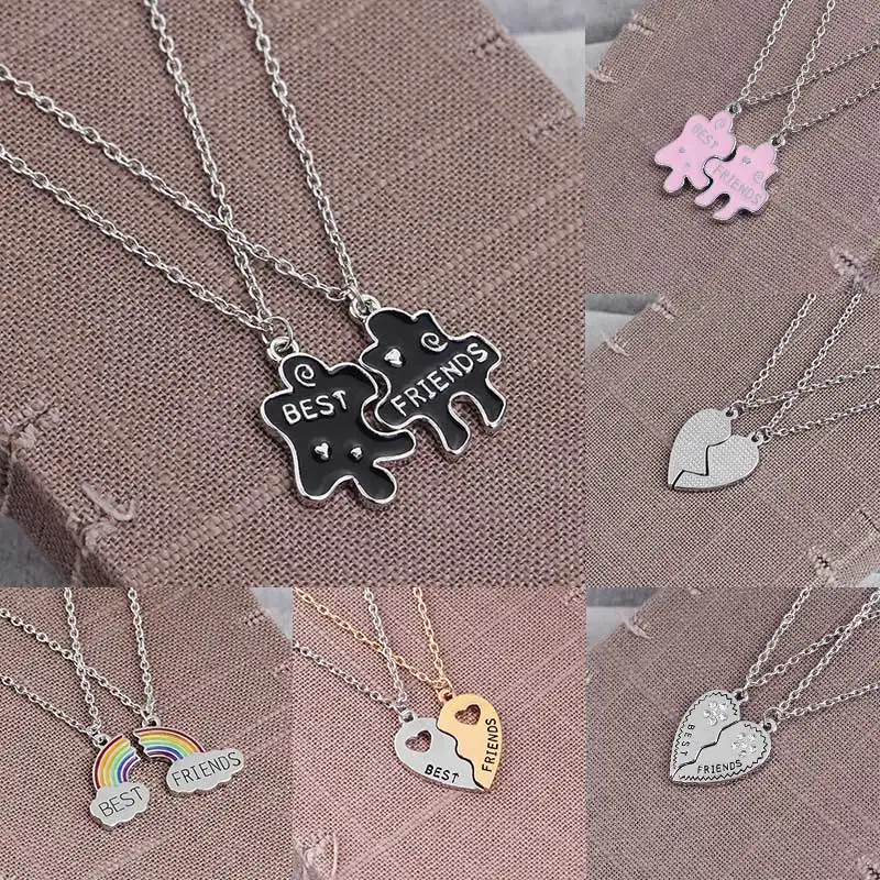 Ювелирное ожерелье в форме сердца 1 комплект регулируемые ожерелья для друзей