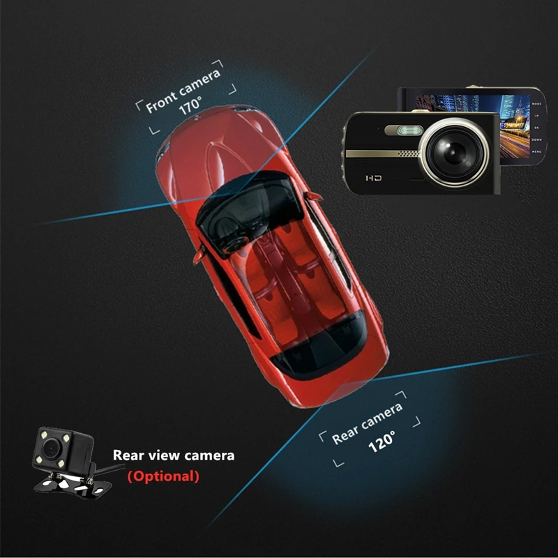 Odare Full HD 1080P 4 0 дюймов ips экран двойной объектив Автомобильный видеорегистратор