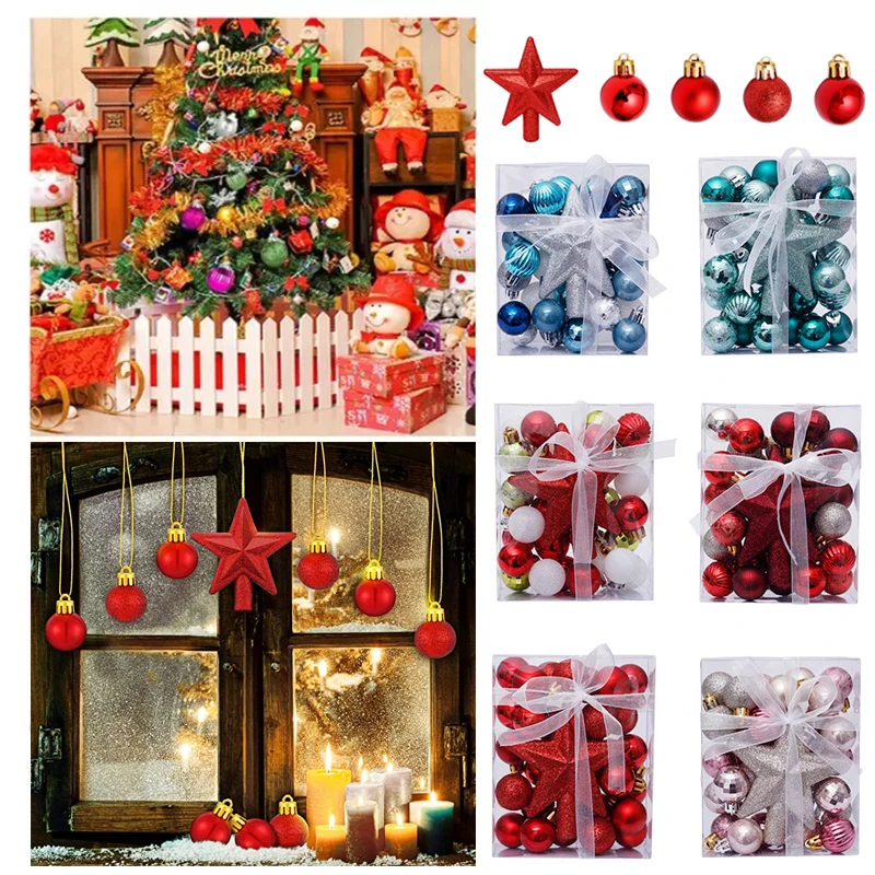 

30pc 3cm Red/Silver Christmas Balls Multicolor Christmas Tree Shatterproof Hanging Xmas Decoration Wedding Party Home Decoration