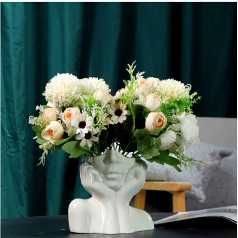 

Nordic Ceramic Simulation Human Body Art Vase Sculpture Decoration Home Living Room Desktop Handicraft Decor Ornaments