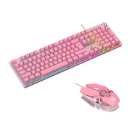 mechanical pink real keyboard and mouse set with blue switch cute girls e sports gamer computer peripherals keyboard