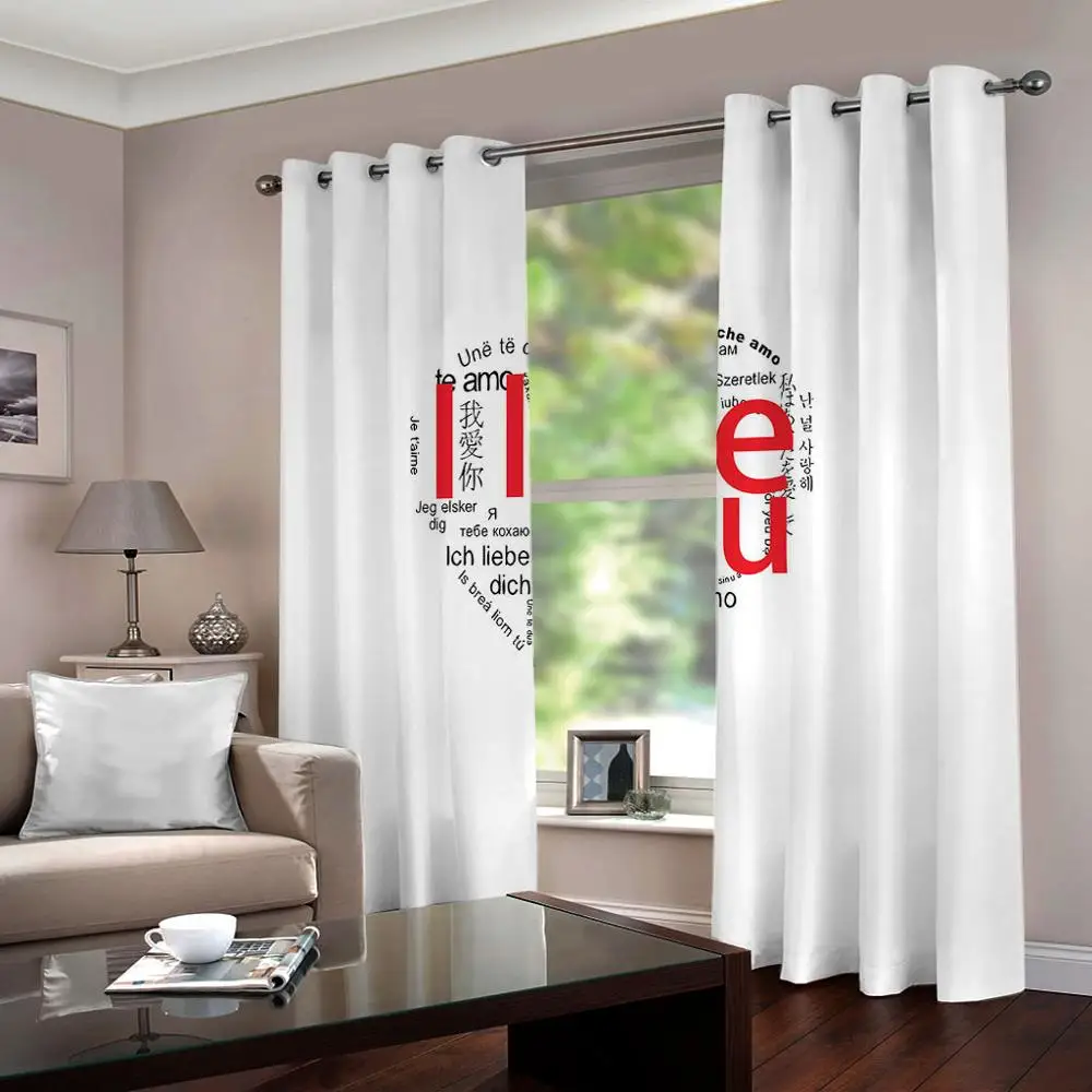 2 панели занавески многоязычные я люблю тебя печать блокировка ткань для окон