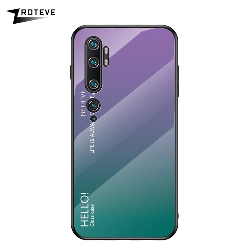 Фиолетовый Note 10 Pro Чехол Zroteve силиконовая рамка стеклянная крышка для Xiaomi mi Note 10 чехол обесцвечивающее стекло задняя крышка Xia mi Xio mi Note 10 - Цвет: Фиолетовый