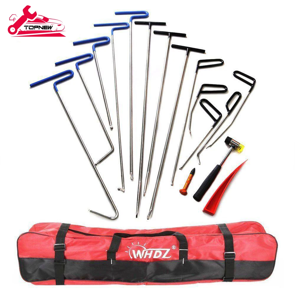 

Paintless Dent Repair Kit Includes 17 Piece Hand Tools Repair Hail Paintless Puller Car Push Ding Tools