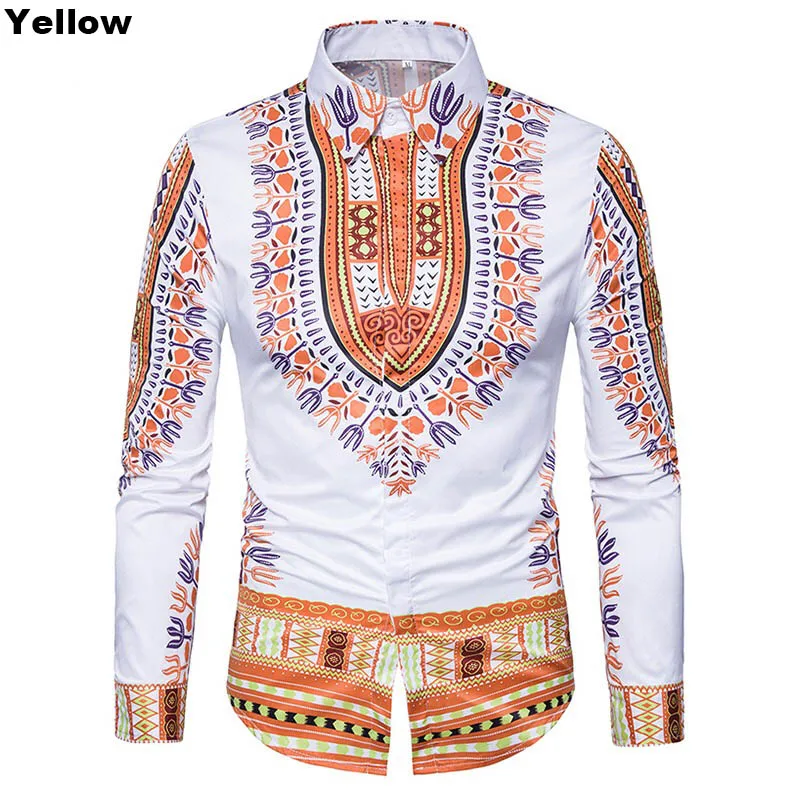 Мужская рубашка в стиле хип хоп 5 цветов с геометрическим принтом длинным