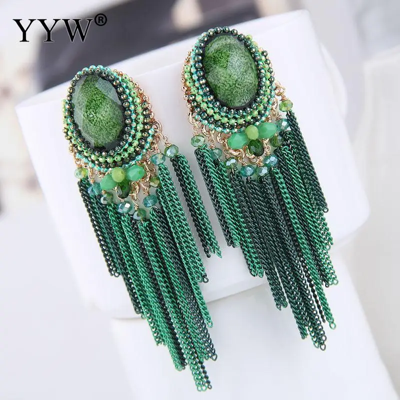 Европейский дизайн женские серьги с кисточками Висячие болтающиеся длинные