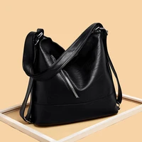 large capacity black messenger bag womens luxury soft leather crossbody bag big vintage shoulder bag female all match handbags